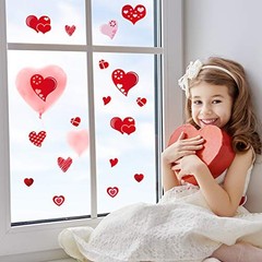 4 Sheets 100Pcs Hearts-Shape Valentine’s Day Window Clings for Valentine’s