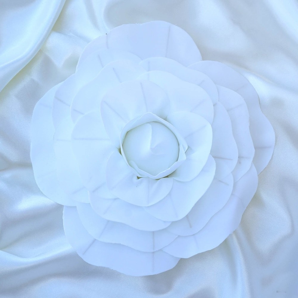 8 pcs 12″ White Artificial Large Roses Flowers Wall Backdrop Party Wedding
