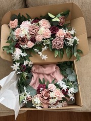 Ling’s Moment Wedding Garland Kit Arch Flowers with Chiffon Drape 7ft