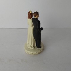 Vintage 1947 Wedding Cake Topper Coast Novelty Mfg Co. Hand Painted Bride &Groom