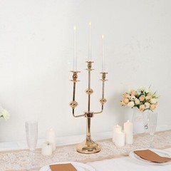20 in Gold 3 Arm Metal Candelabra Taper CANDLE HOLDER Centerpiece Party Events