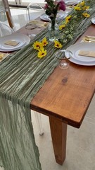 3Pack Dusty Green Cheesecloth Table Runner 88.9 cm x 304.8 cm,