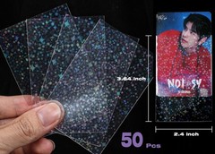 6 Kpop Photocard Holder Keychain Toploaders,6 Wrapped Gift Sets，50 Hologr