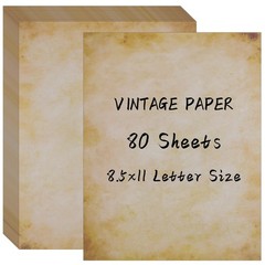 80 Sheets Vintage Paper, 8.5″ x 11″ Letter Size Printer Letter, Brown