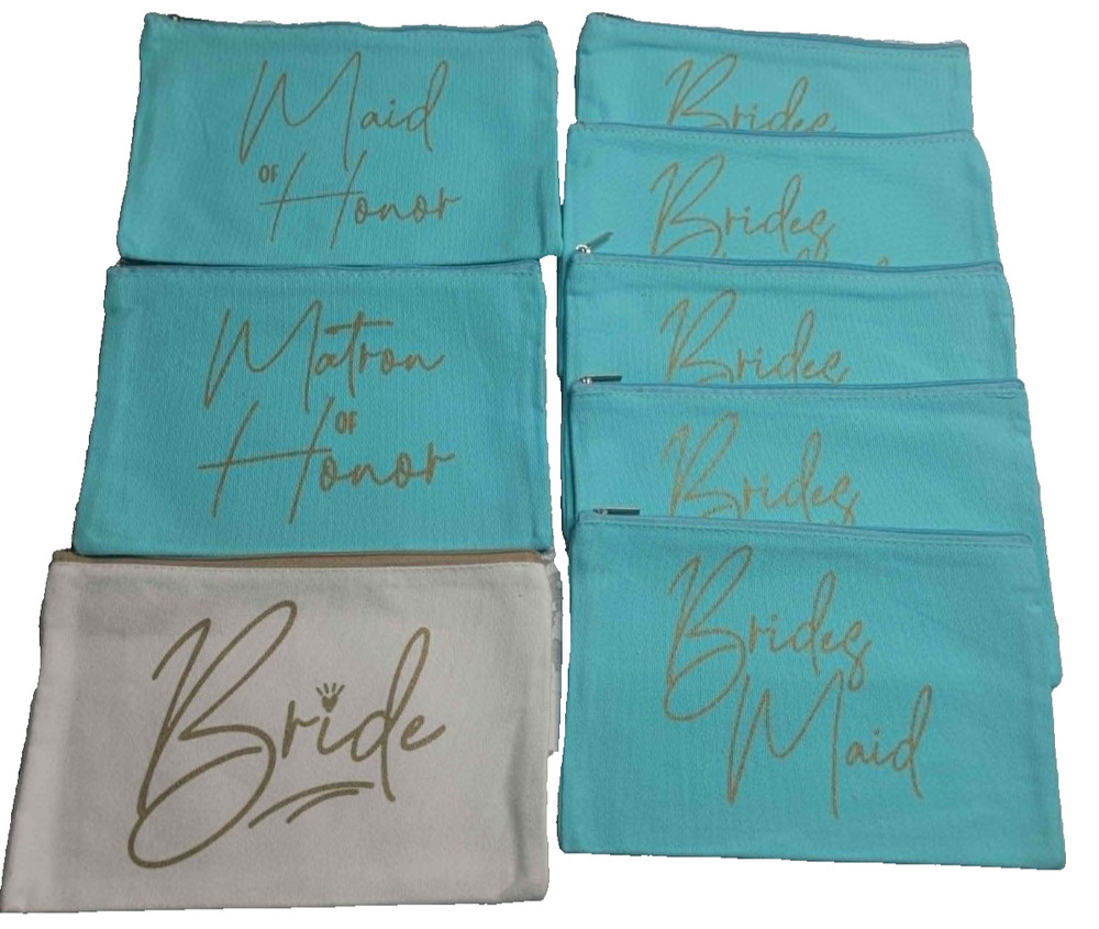 Wedding Makeup Toiletry Bags Bride Maid of Honor Bridesmaid Gifts Turquoise NEW