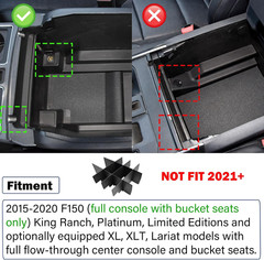 Center Console Organizer Dividers Compatible with Ford F150 2015-2020 (Full Cons
