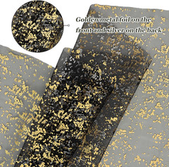 Glitter Tulle Fabric, Black Gold Glitter Metallic Foil Sheer Netting Sparkly Fab