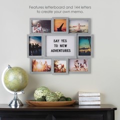 MELANNCO Collage Picture Frame with Letter Board, 8 Opening Photo Collage Wal…