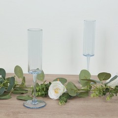 6 Cylindrical 6 oz Reusable Plastic Champagne Flute Glasses Party Events