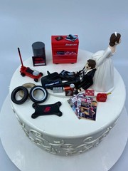 Funny Star Wars Darth Theme Cake Topper Reception Wedding Day Bride Groom Gamer