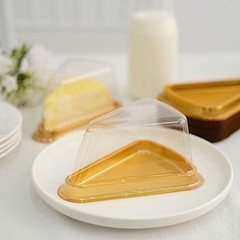 50 Gold Clear Triangle Cake Slice Boxes Plastic Wedding Favor Holders Events