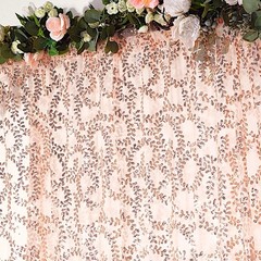 8ft x 8ft Rose Gold Tulle Backdrop CURTAIN Drape Panel Embroidered Sequins Event