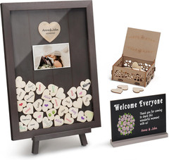 Solid Wood Wedding Guest Book Alternative – Rustic Drop Top Picture Frame Sign w