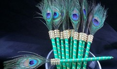 12 Peacock Feather Pen Favors ,Weddings,Sweet16,Quinceañera,Recuerdos/Bautizo