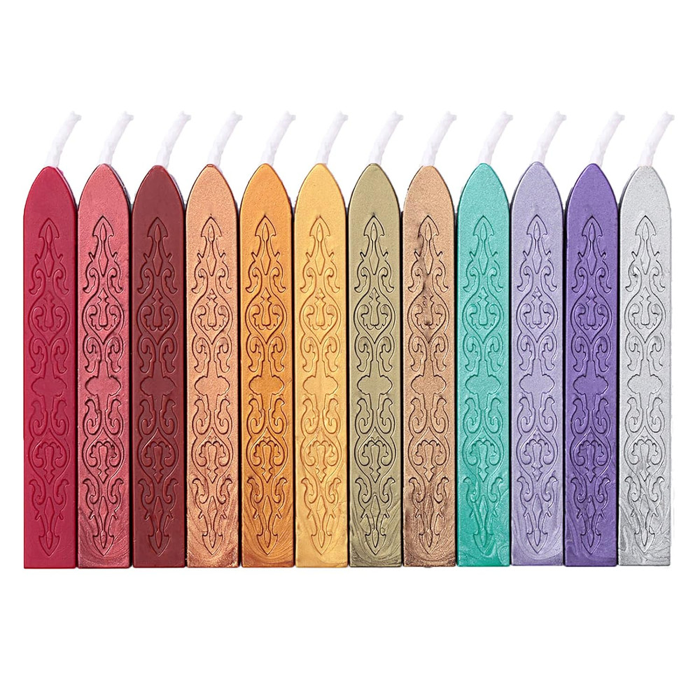 12 Pieces Sealing Wax Sticks with Wicks for Letter Seal Wax Stamp,Wedding Invita