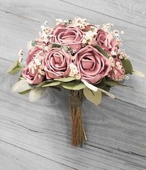 Dusty Rose Sola Wood Bridal Bouquet Blush Mauve Pink Bridesmaid Wedding Flowers