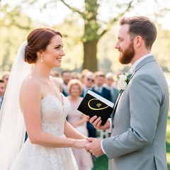 porffitoy Wedding Vow Books His and Hers, 2 Pack Personalized Black White