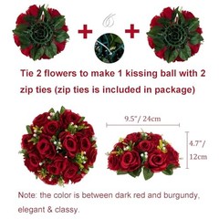 Flower Balls Wedding Rose Centerpieces: Pcs Red Fake Flowers Kissing 2 Crimson