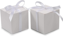 25Pcs Wedding Favor Boxes, Paper Gift Boxes 3X3X3 Inches Small Gift Boxes with R