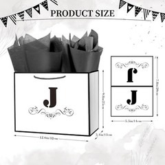 Letter Gift Bag with Wrapping Tissue for Men Women Boy Single J (Pack of 1)