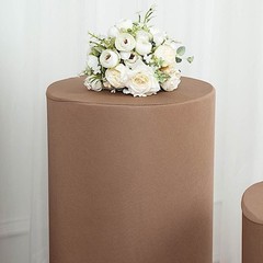 5 TAUPE Fitted Spandex Cylinder Display STAND COVERS Set Party Decorations