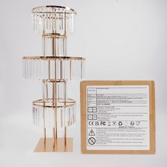 5-Tier Gold Crystal Flower Stand Wedding Party Events Table Decor Metal Pedestal