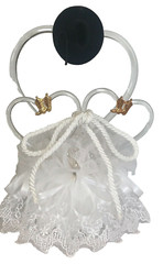 Western Hearts with Cowboy Boot Charms and Cowboy Hat, White Wedding Cake Topper