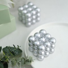 2 SILVER Bubble Cube Unscented Paraffin Wax CANDLES Wedding Centerpieces Events