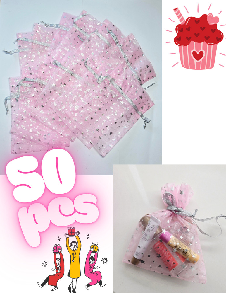 Gift Bags for Package PINK Heart Gift Pouch Candy Wedding Favor 5×7″ 50 pcs