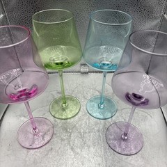 Physkoa Colored Wine Glasses Set 4 16OZ Colorful Wine Glass With Tall Long St…