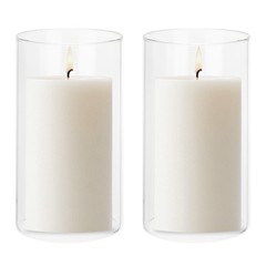 2Pcs Transparent Glass Candle Holder Tube Shade (H:5.9″ OD:3.4″)