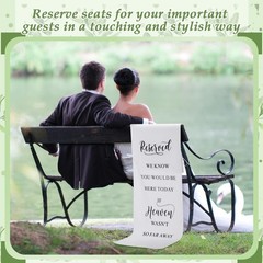 HunnmingRe Reserved Wedding Chair Sign Banner Loving Memory Linen, White