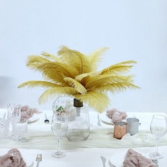 12 pcs 13-15″ long Gold Genuine Ostrich FEATHERS Wedding Party Centerpieces