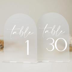 Hoodo Frosted Arch Acrylic Table Numbers 1-30 Stands 5X7 Acrylic Arch Signs And