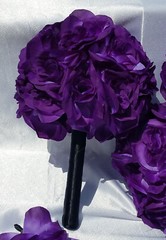 17 Pc. Wedding Bouquet Package, Purple Roses, Purple & Black Wedding Bouquet Set