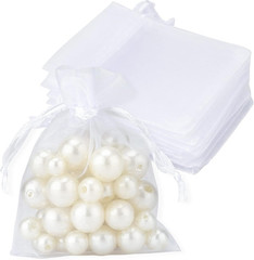 50Pcs Organza Bags, 2X3 Inch Gift Favor Bags, White Wedding Favor Bags, Jewelry