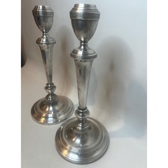 Vintage Silverplate Taper Candle Holder Pair 2- Tall 11″ Colonial Wedding Decor