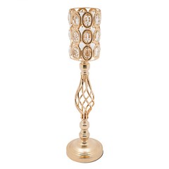 10pc 24″ Tall Gold Iron Crystal Beaded Vases Wedding Party Centerpieces Supplies