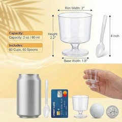 2 oz Mini Plastic Dessert Cups with Spoons – 120 Pack – Plastic Dessert Cups