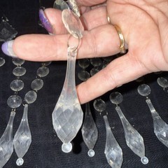 HUGE LOT ACRYLIC HANGING CRYSTALS ORNAMENTS WITH TEARDOP PRISMS & HOOKS