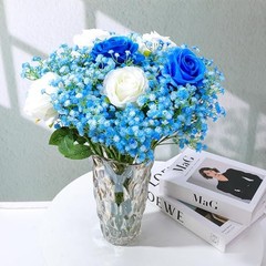 24 Pcs Fake Baby Breath Artificial Flowers 20.5 Inch Real Touch Gypsophila Blue