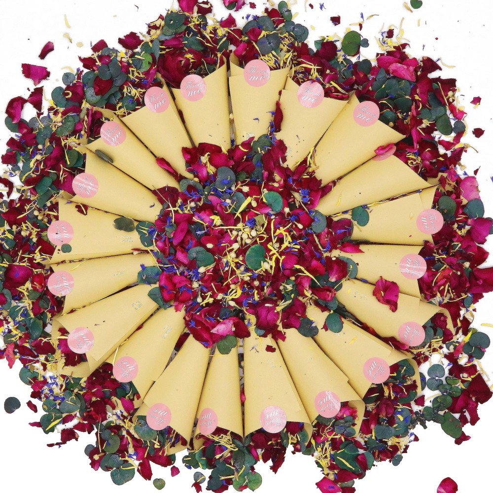 2 QT Dried Roses & Eucalyptus Leaves Mix Petals, 20+ Cups of 2QT Red, 2 Qt