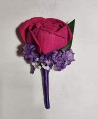 Fuchsia Purple Rose Calla Lily Bridal Wedding Bouquet Accessories