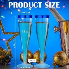 Jingmore Pcs Plastic Champagne Flutes 4.5 oz Clear Disposable Wine 36 Blue