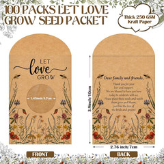 100 Pcs Let Love Grow Seed Packets Cool Wedding Favors for Guests Kraft Envelope