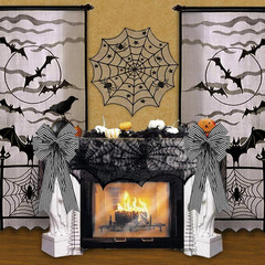 2 Pack Black White Stripe Halloween Fall Bows for Wreaths,12”x20”Black and White
