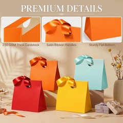 Small Gift Bags with Ribbon Handles Multicolor Small Size / 10 Pack 10 Colors