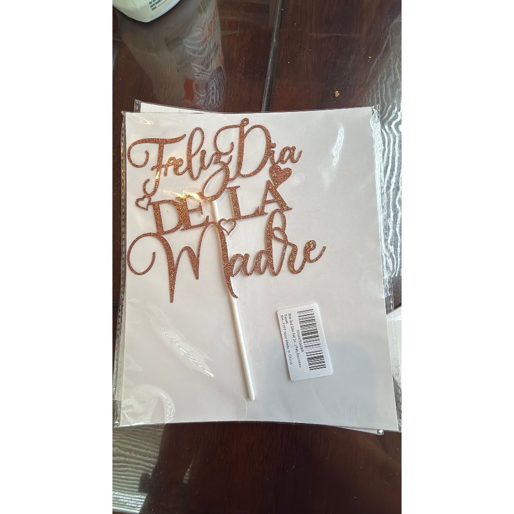 Rose Gold Glitter Feliz Dia De La Madre Cake Topper