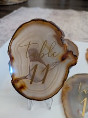Agate Wedding Table Numbers Set Polished Finish Mixed Colors Centerpiece