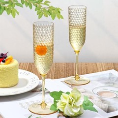 24 Pack Amber Detachable 2 piece Champagne Flutes 5.5 Oz Unbreakable Plastic
